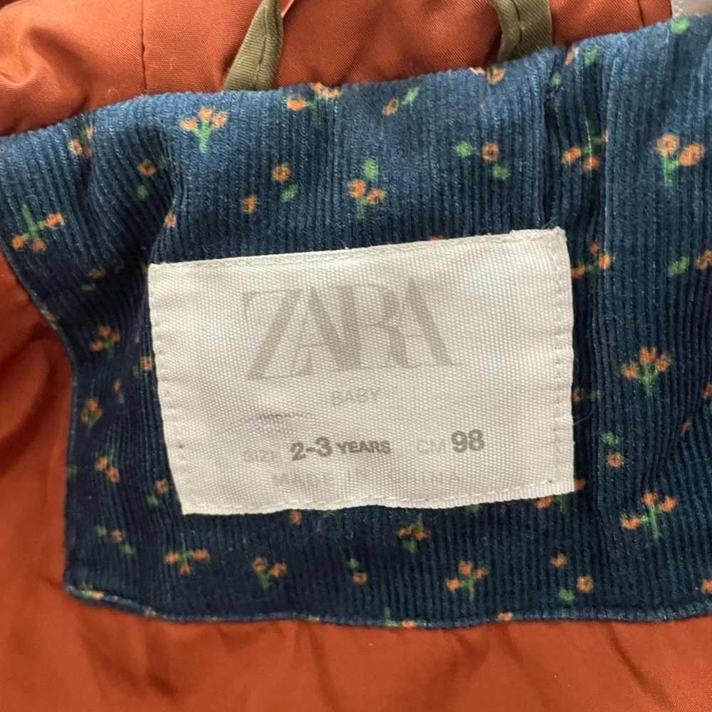 Zara Kids Boys Green Winter Jacket Coat Parka FUR COLLAR NOT INCLUDED - Picture 5 of 6